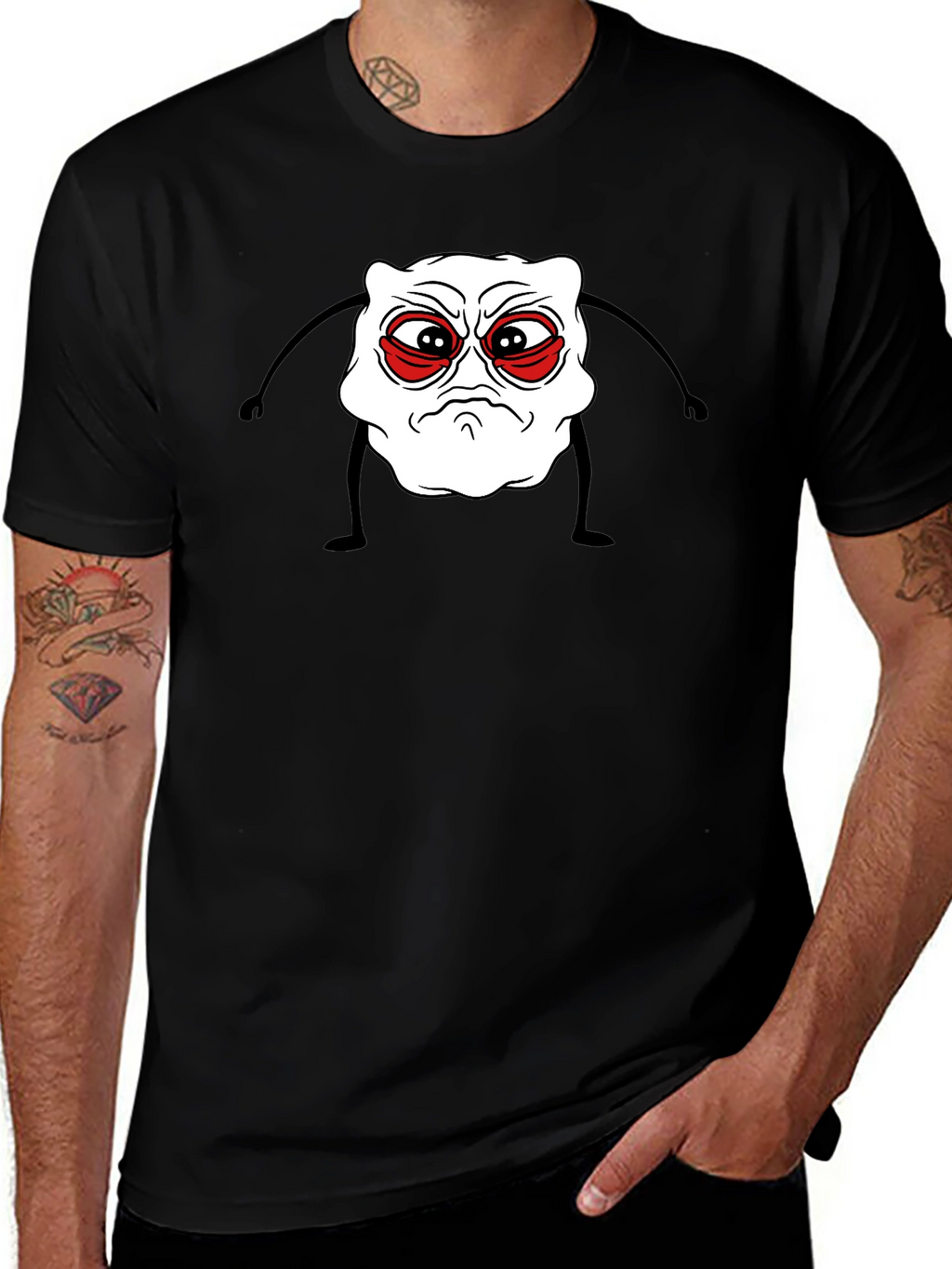 Grumpy Cartoon Character Black Tee