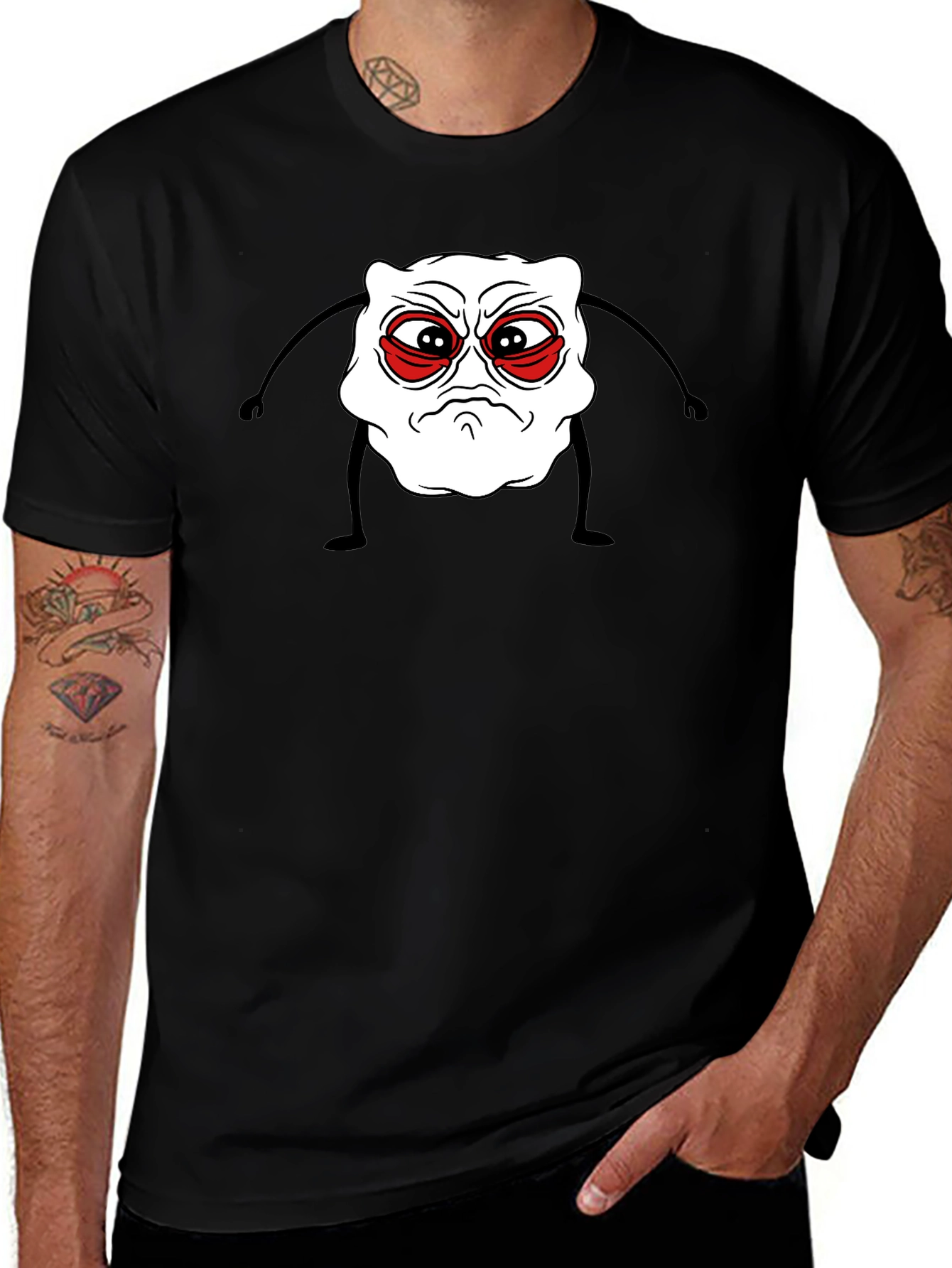 Grumpy Cartoon Character Black Tee