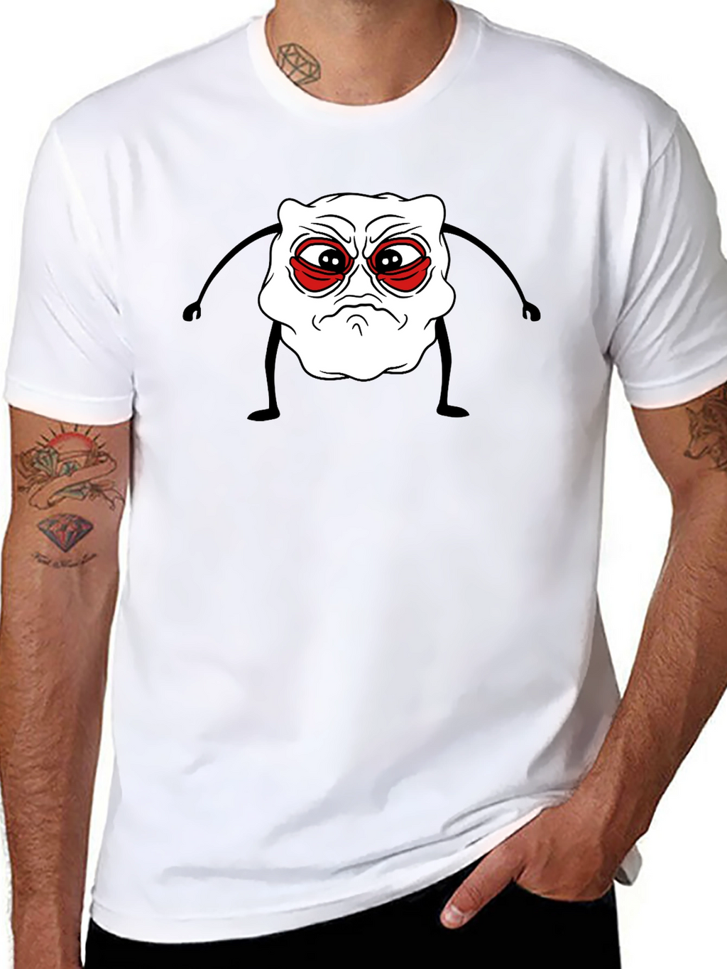 Grumpy Cartoon Character Black Tee