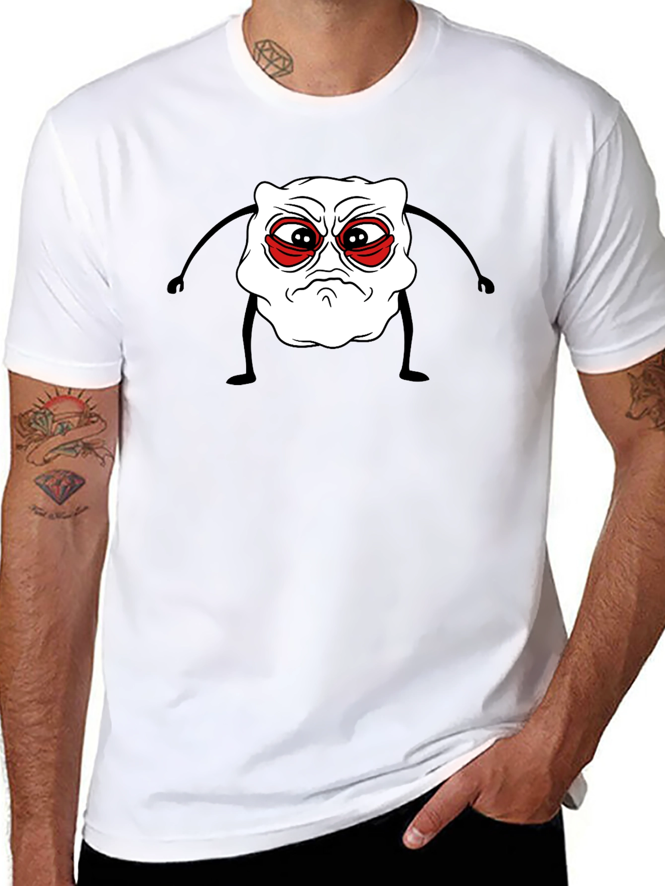 Grumpy Cartoon Character Black Tee