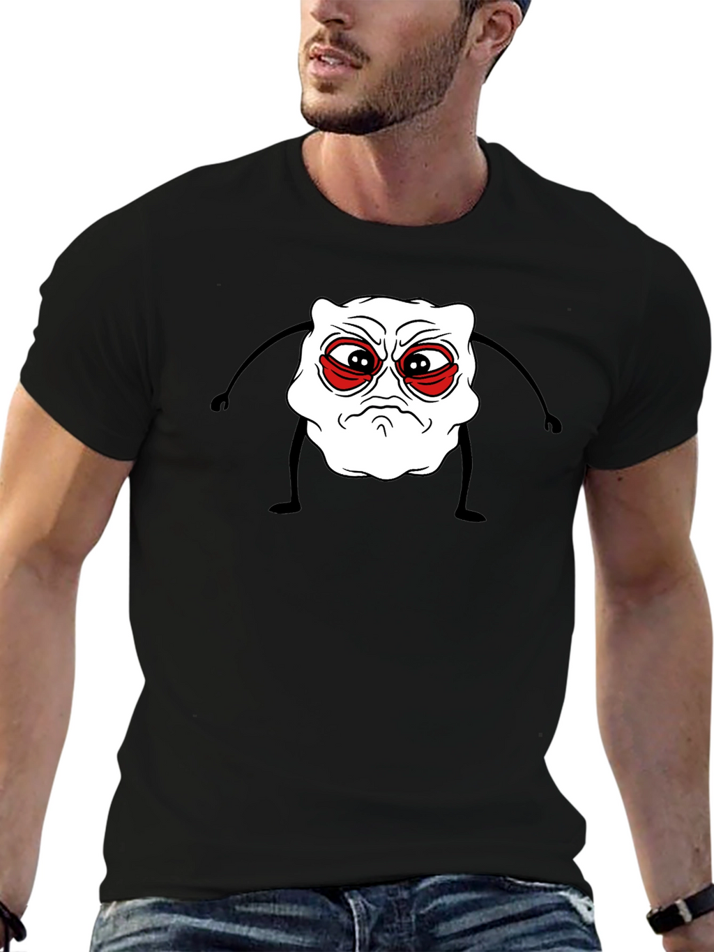 Grumpy Cartoon Character Black Tee
