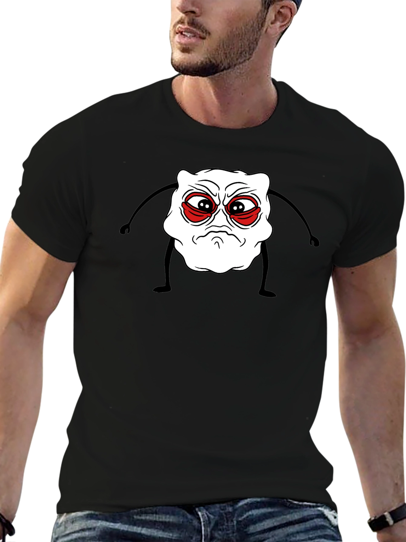 Grumpy Cartoon Character Black Tee