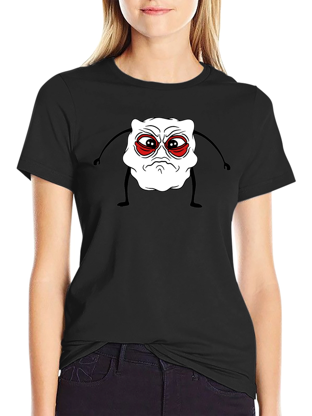 Grumpy Cartoon Character Black Tee