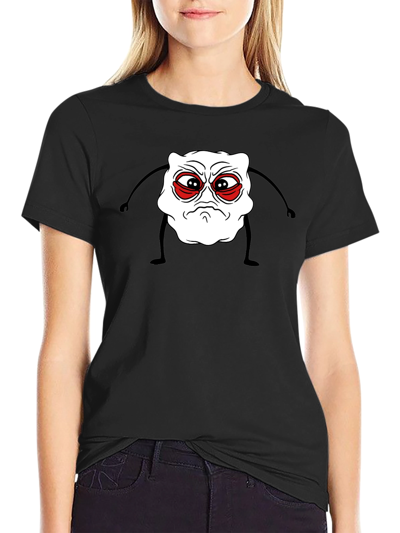 Grumpy Cartoon Character Black Tee