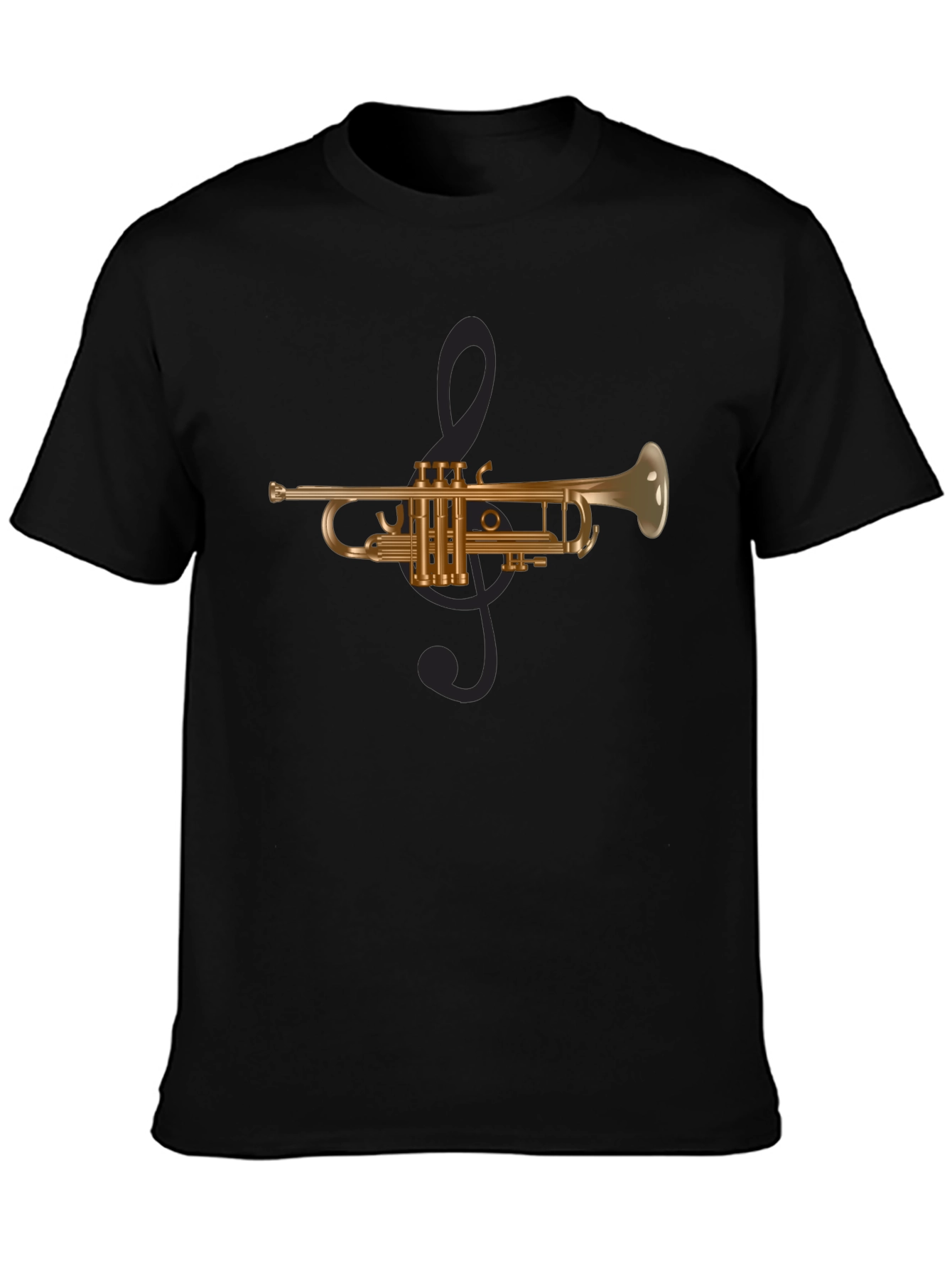 Trumpet & Treble Clef Graphic Tee - Black