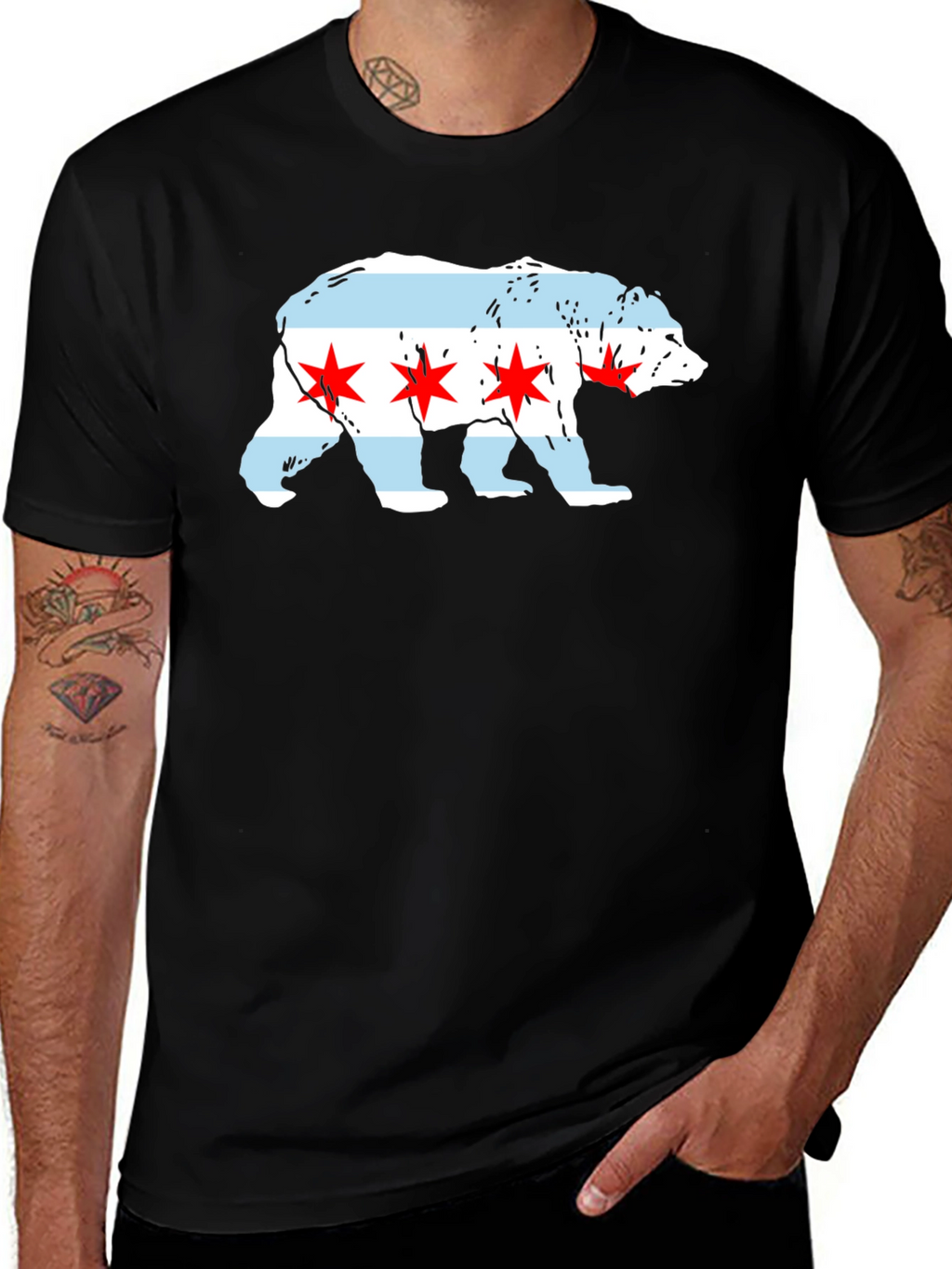 Chicago Flag Bear T-Shirt