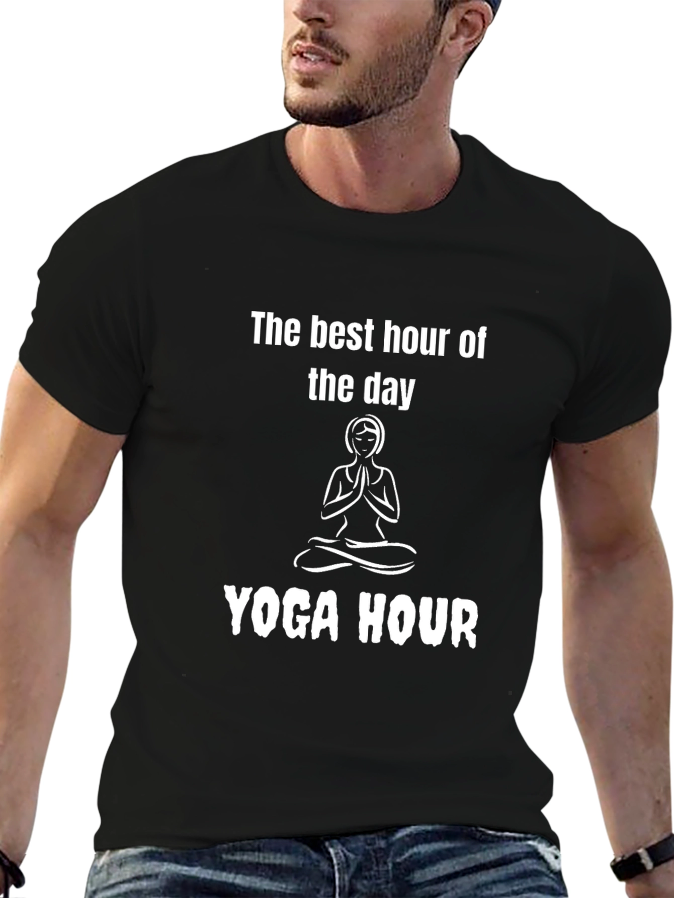 Yoga Hour Graphic Tee - Black Cotton Comfort