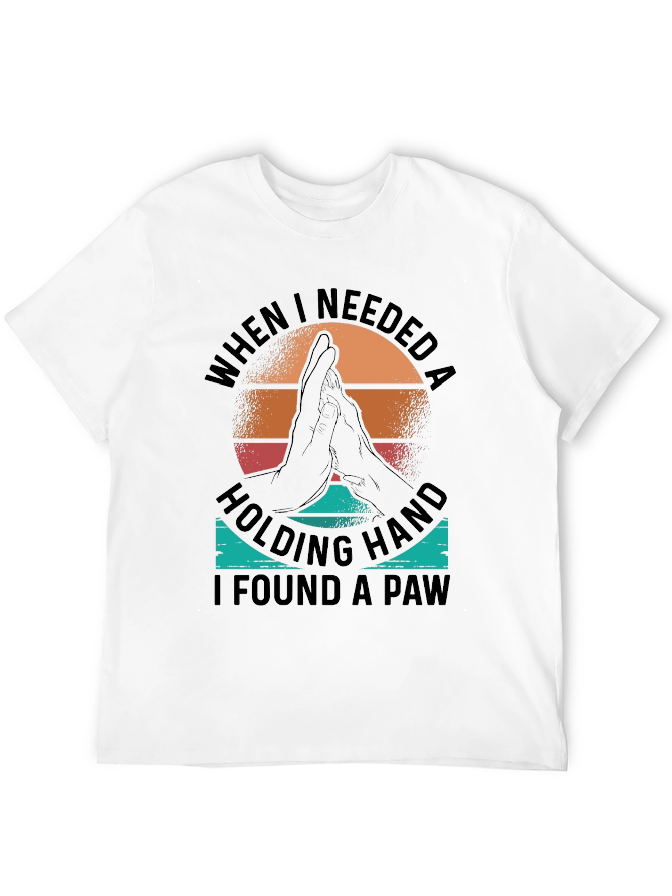 Dog Paw Print T-Shirt - Holding Hand Pet Lover Tee