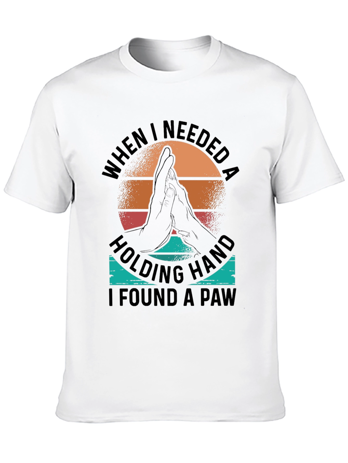 Dog Paw Print T-Shirt - Holding Hand Pet Lover Tee
