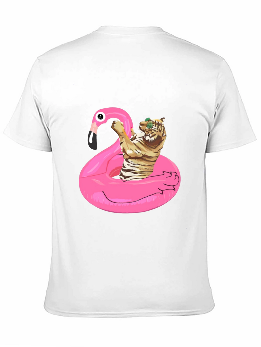 Cool Tiger Flamingo Pool Float Black T-Shirt