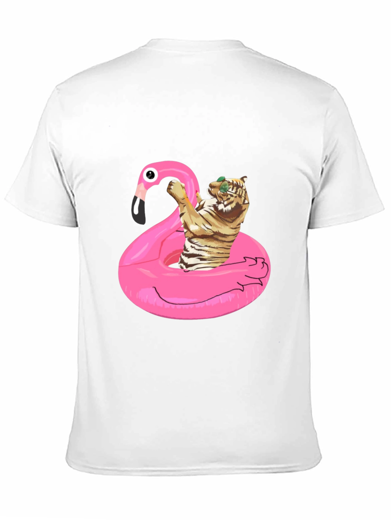 Cool Tiger Flamingo Pool Float Black T-Shirt