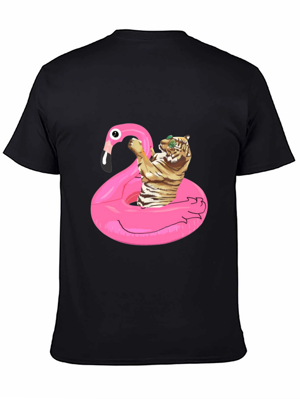 Cool Tiger Flamingo Pool Float Black T-Shirt