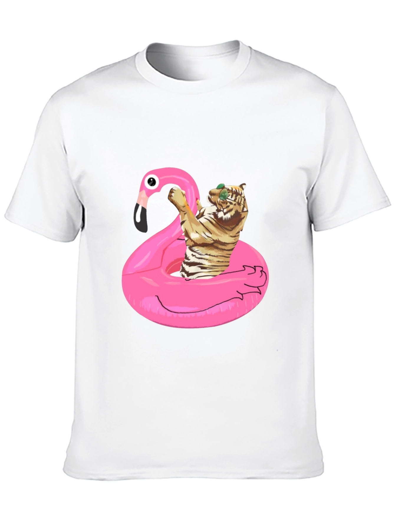 Cool Tiger Flamingo Pool Float Black T-Shirt