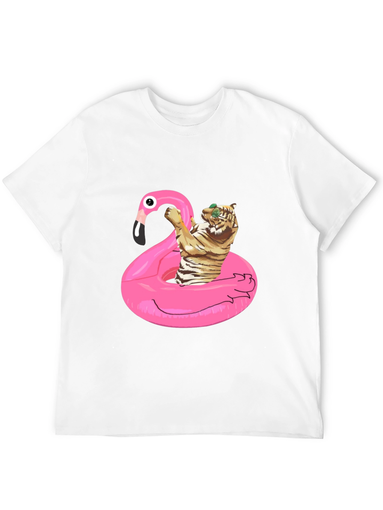 Cool Tiger Flamingo Pool Float Black T-Shirt