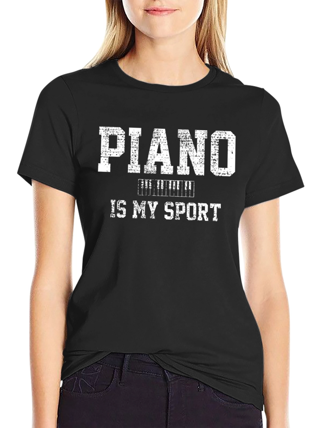 Piano is My Sport T-Shirt Black Cotton