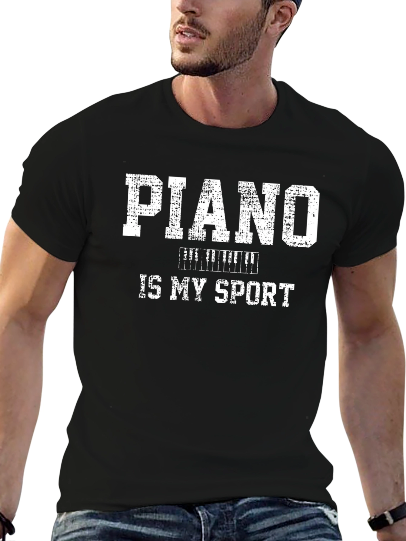 Piano is My Sport T-Shirt Black Cotton
