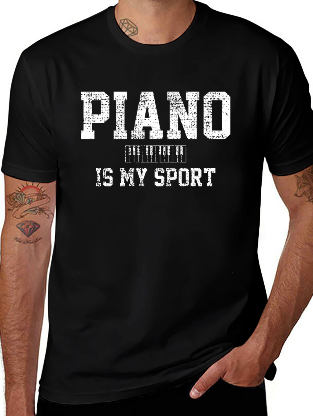 Piano is My Sport T-Shirt Black Cotton