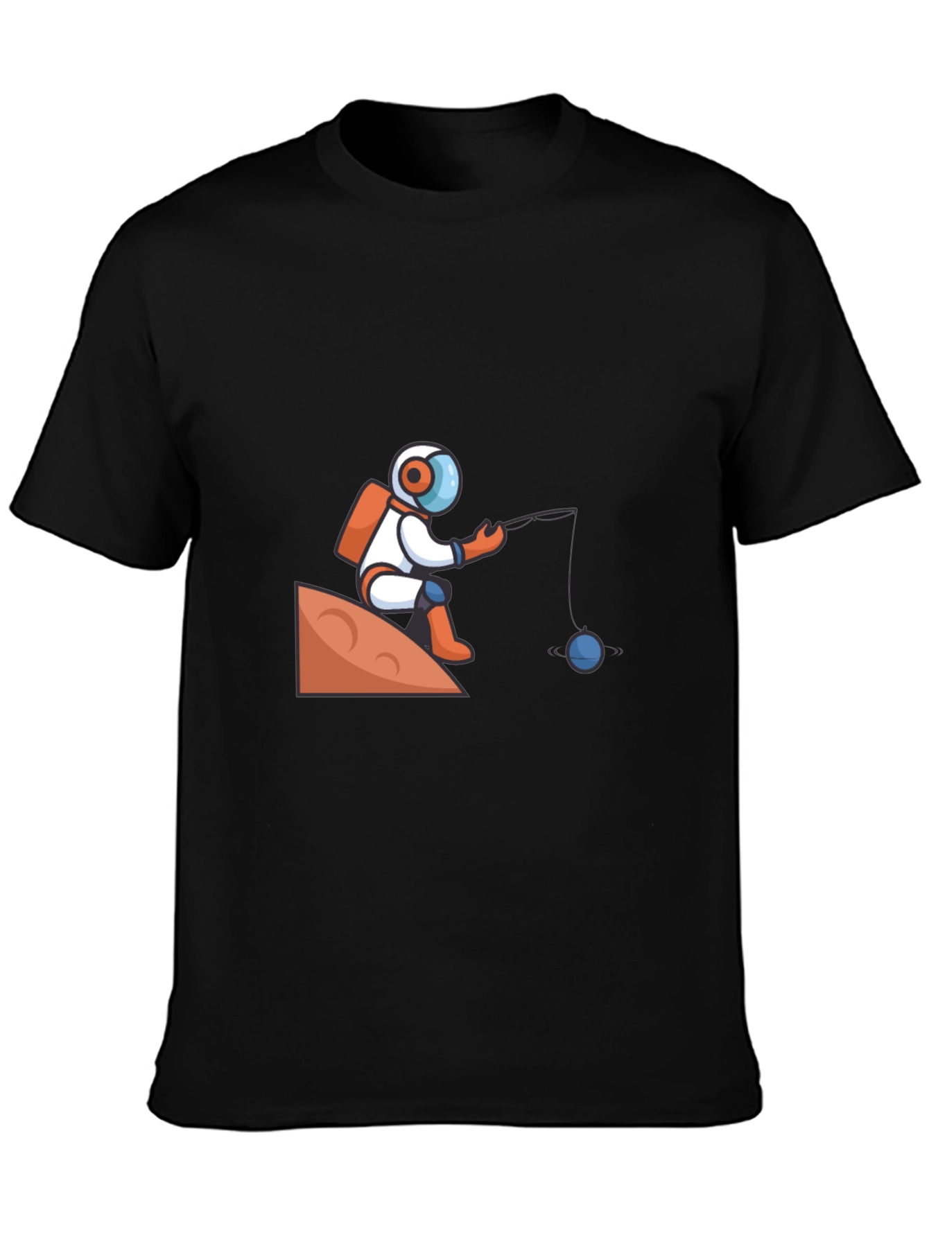 Astronaut Fishing Graphic T-Shirt