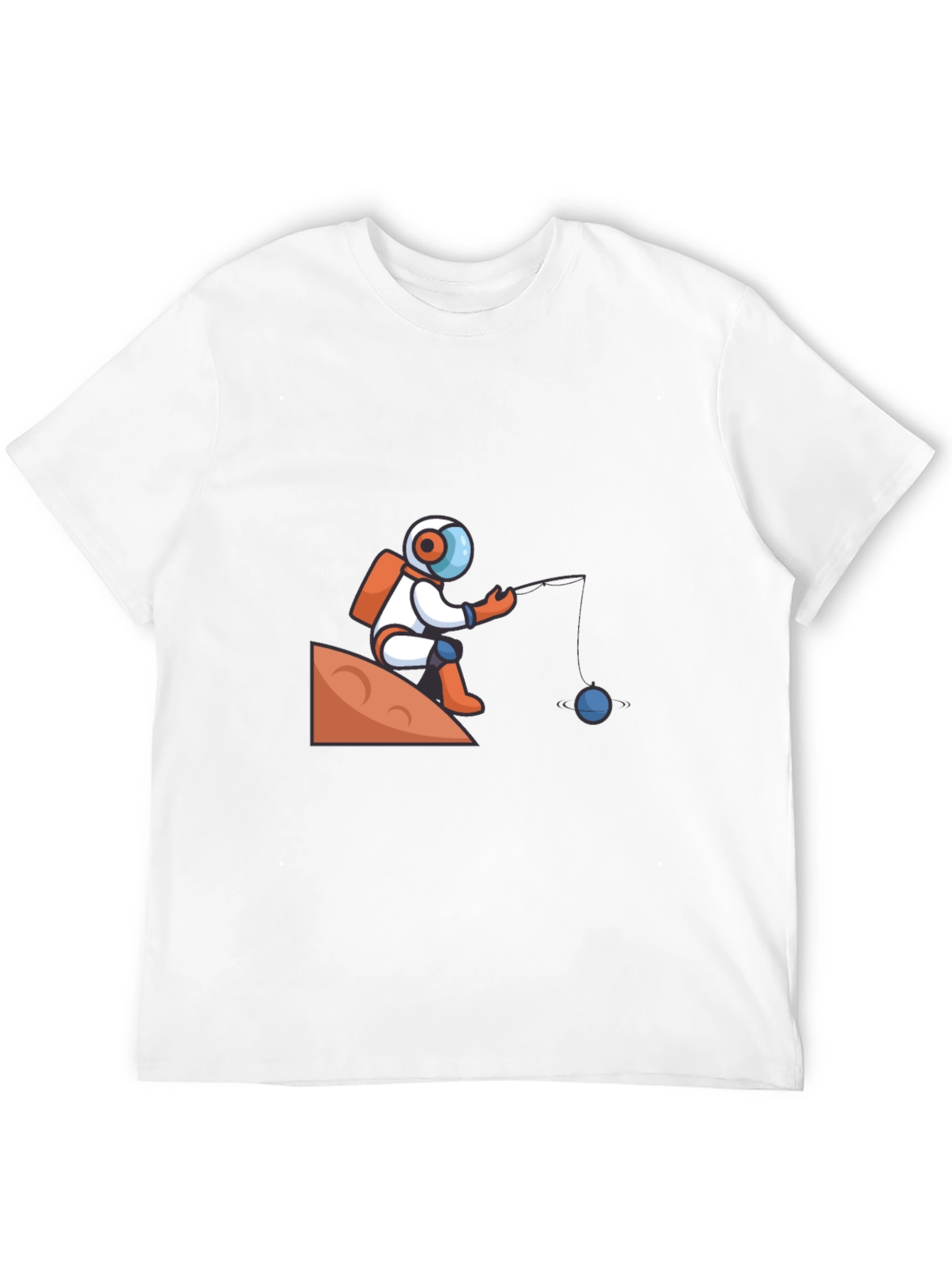 Astronaut Fishing Graphic T-Shirt
