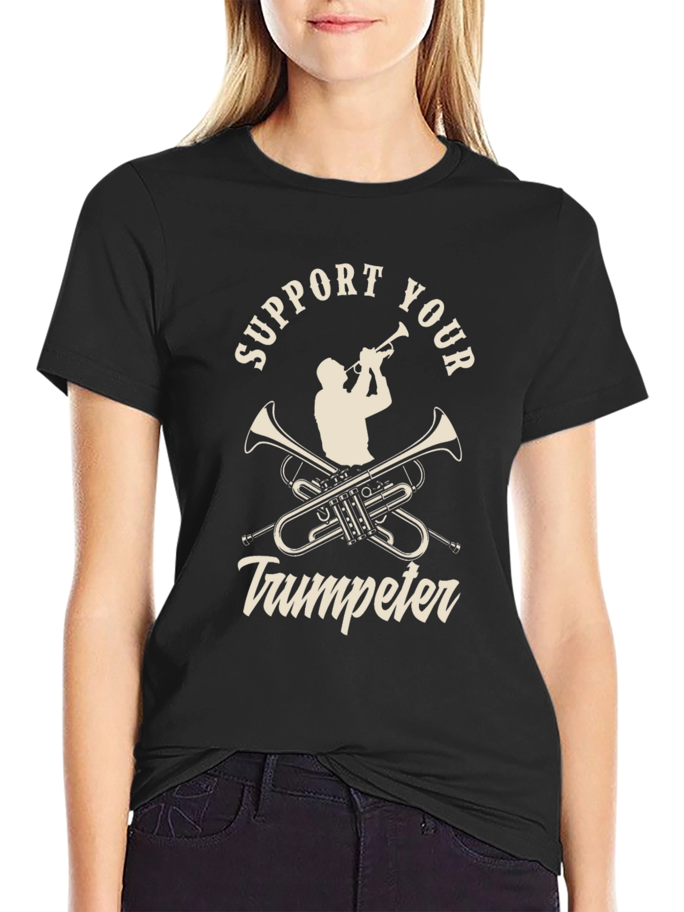 Support Your Trumpeter Black Graphic Tee