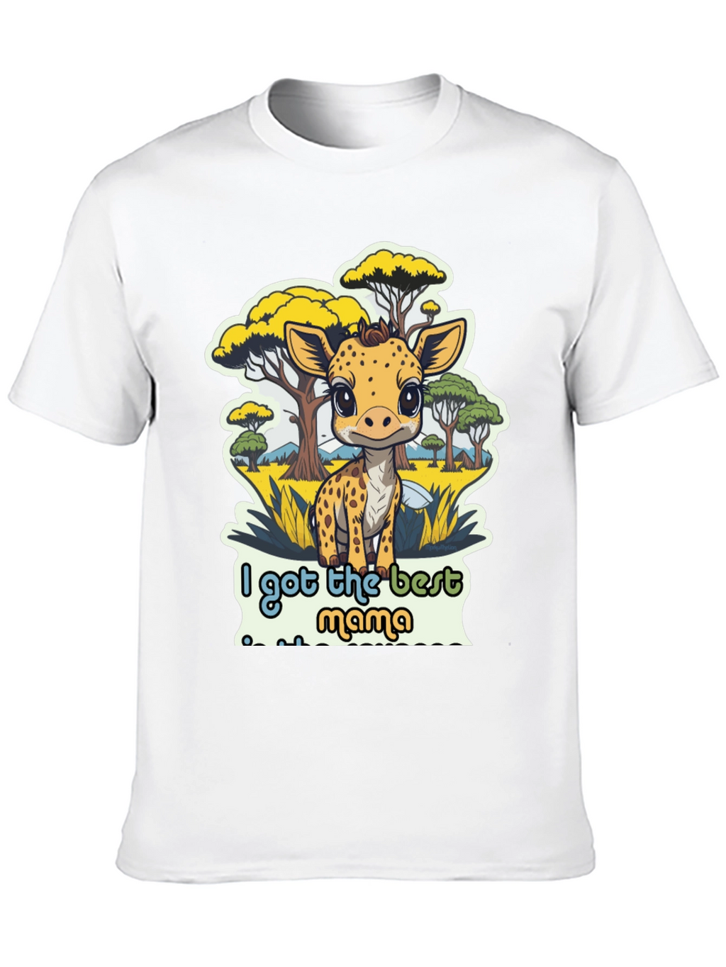 Cute Giraffe Best Mama Black T-Shirt