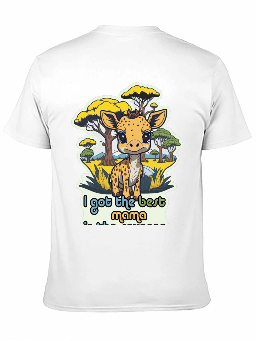 Cute Giraffe Best Mama Black T-Shirt