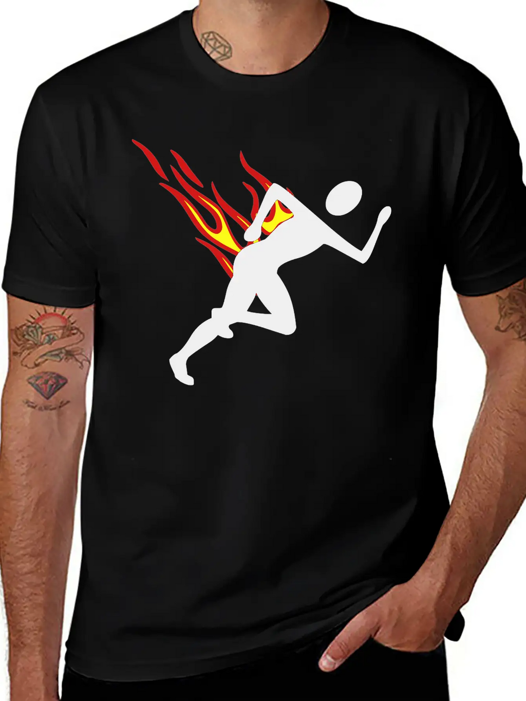Jogger With Flames Essential Cotton Tee For Daily Outfits – Unisex Style