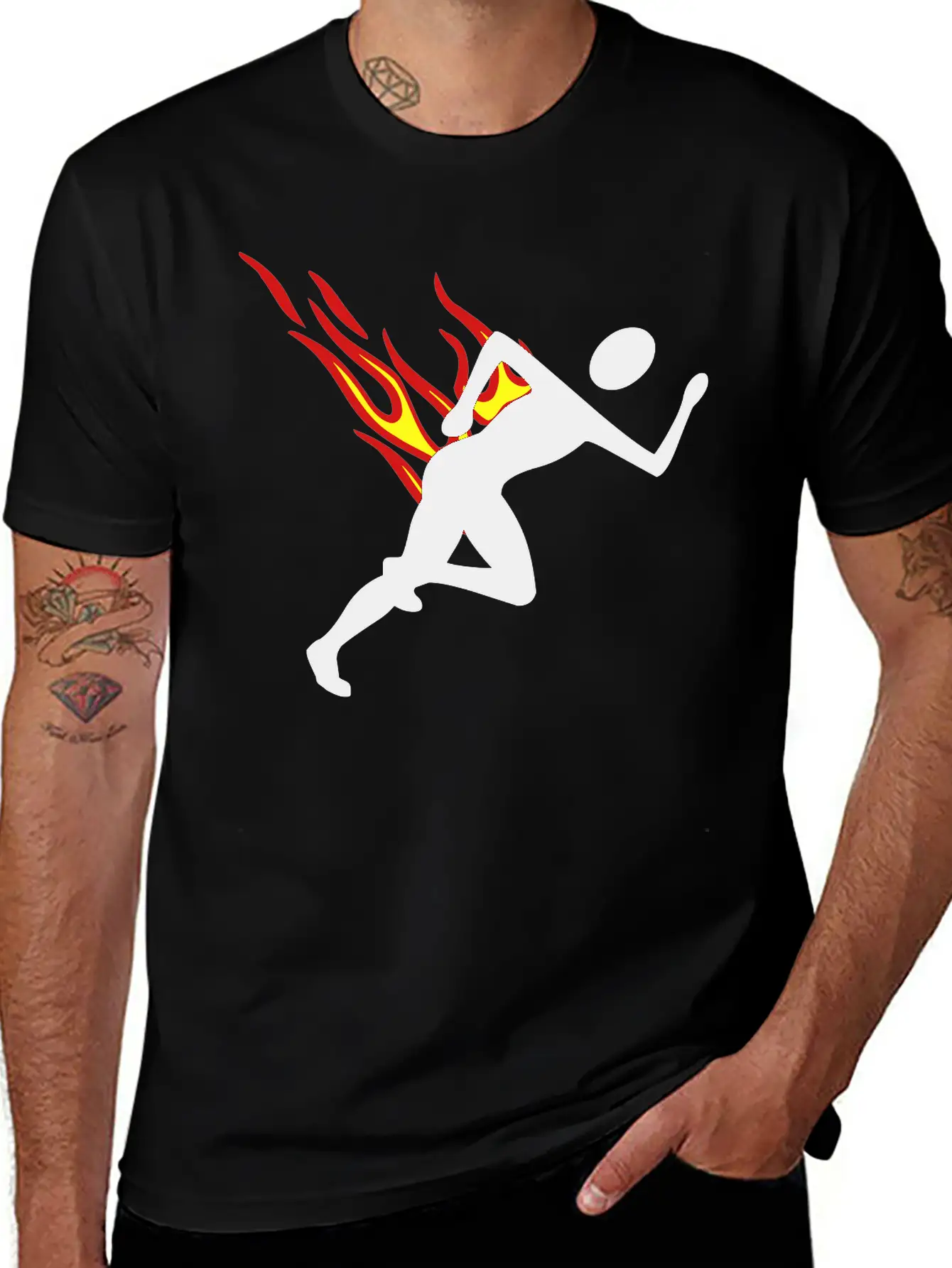Jogger With Flames Essential Cotton Tee For Daily Outfits – Unisex Style