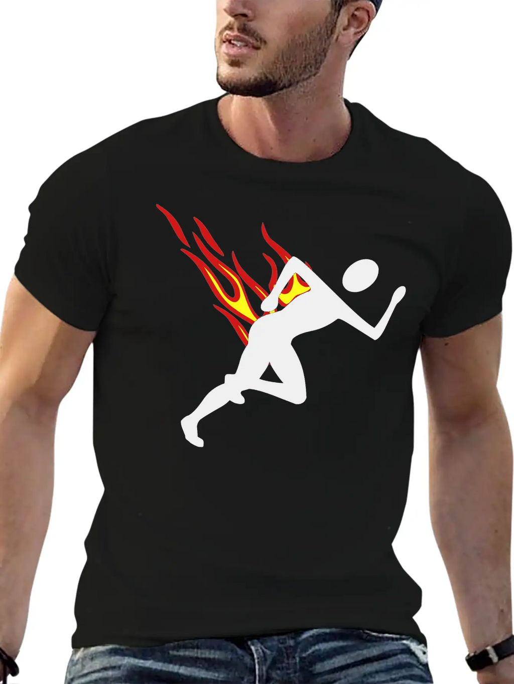 Jogger With Flames Essential Cotton Tee For Daily Outfits – Unisex Style