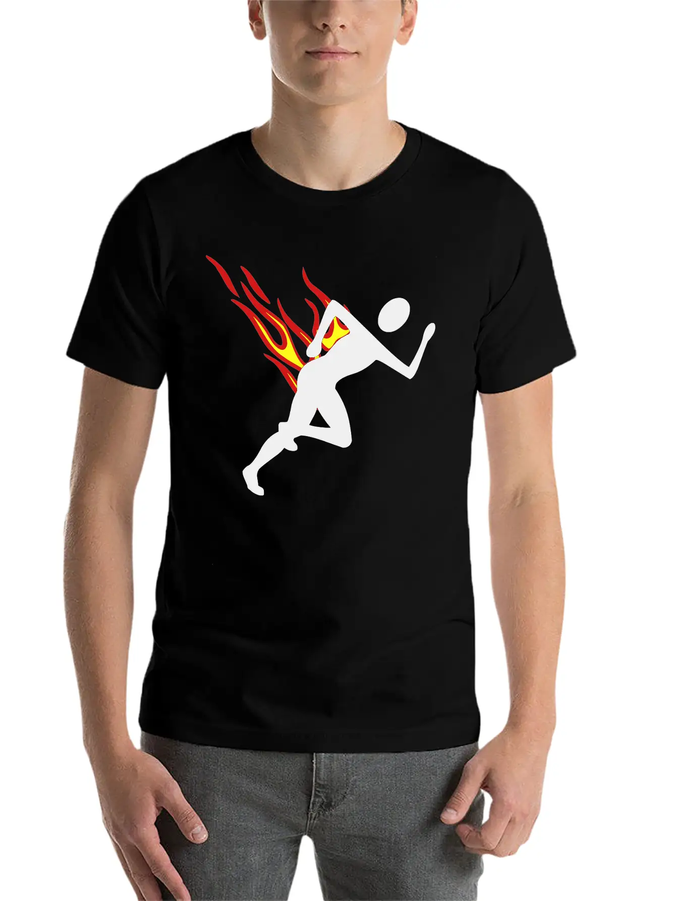 Jogger With Flames Essential Cotton Tee For Daily Outfits – Unisex Style