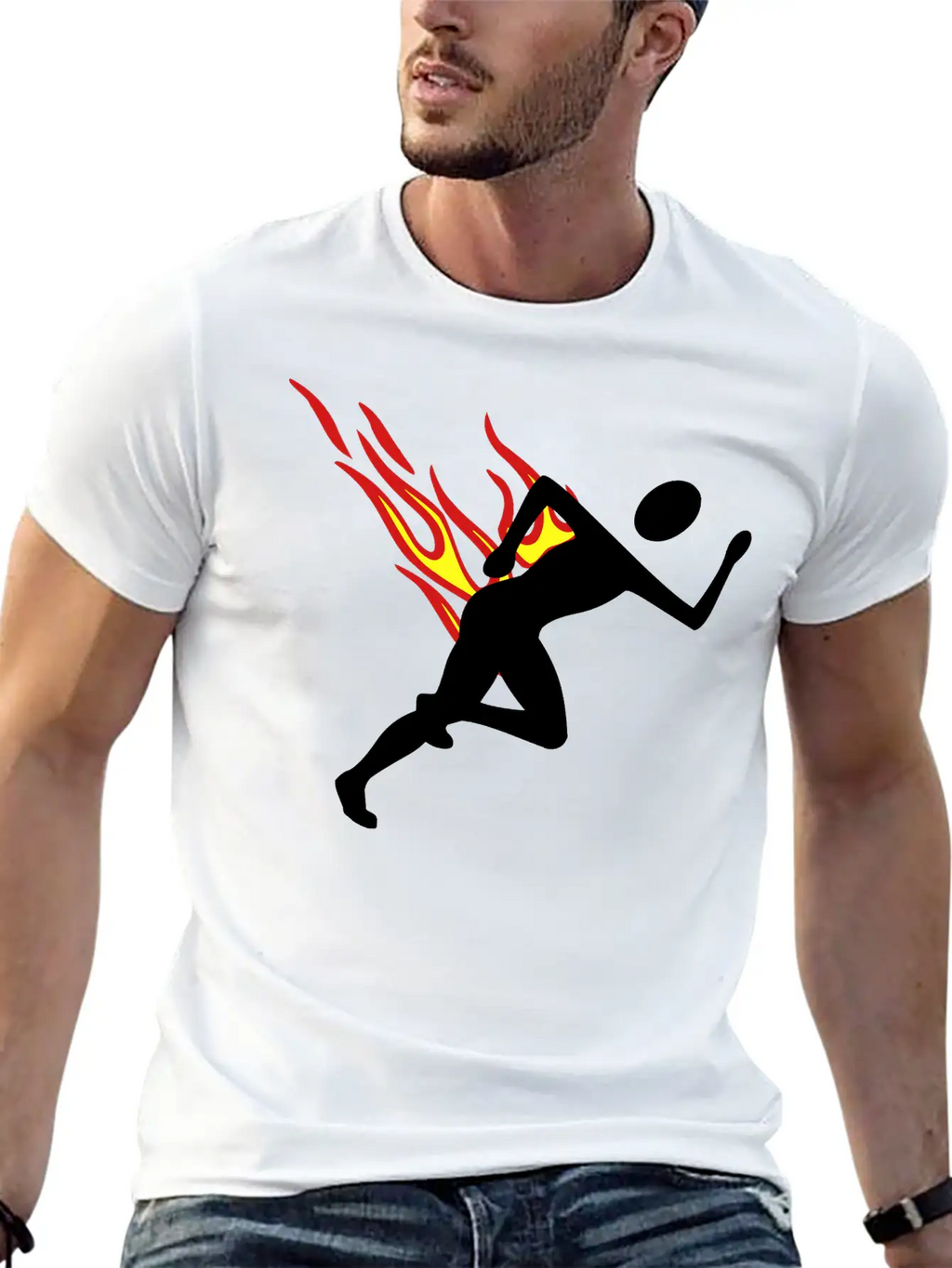 Jogger With Flames Essential Cotton Tee For Daily Outfits – Unisex Style