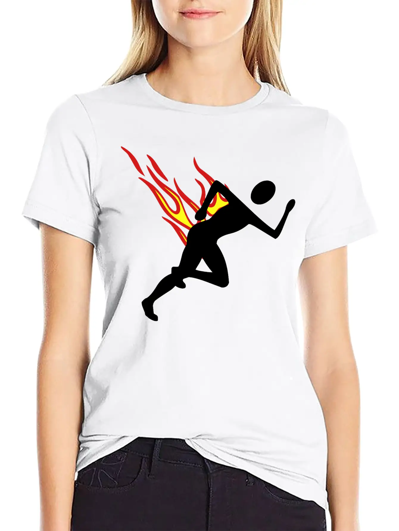 Jogger With Flames Essential Cotton Tee For Daily Outfits – Unisex Style