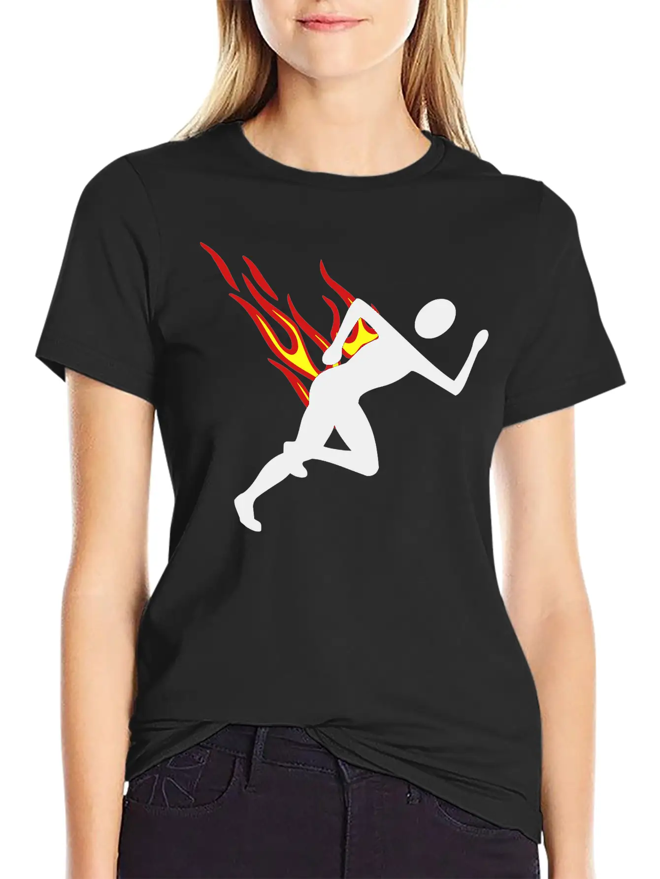 Jogger With Flames Essential Cotton Tee For Daily Outfits – Unisex Style