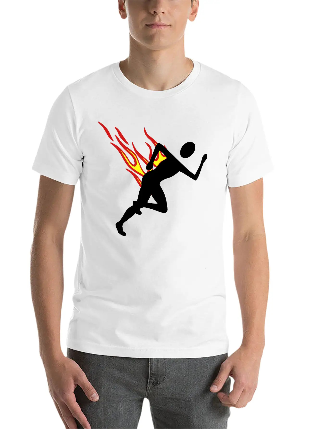 Jogger With Flames Essential Cotton Tee For Daily Outfits – Unisex Style