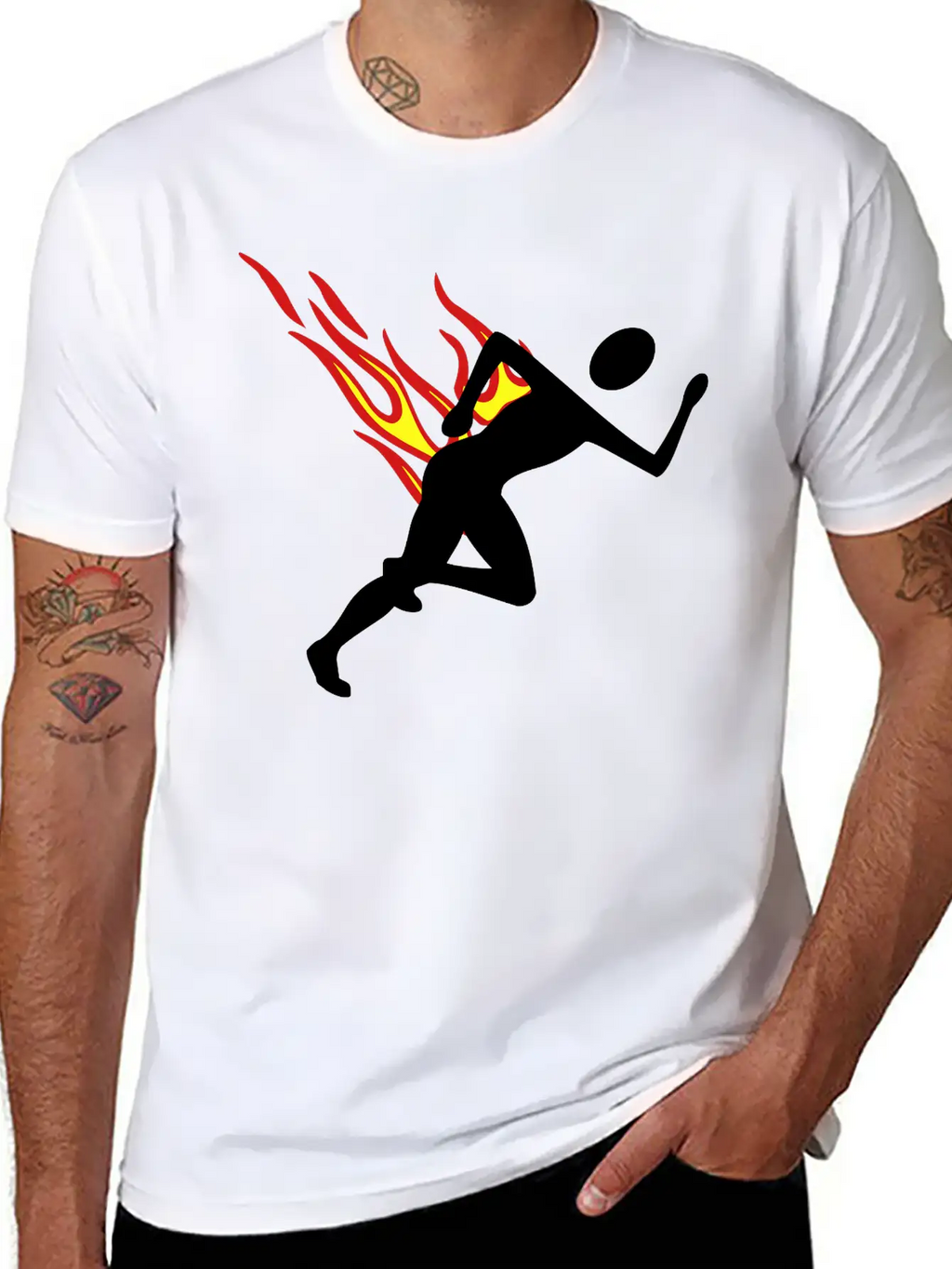 Jogger With Flames Essential Cotton Tee For Daily Outfits – Unisex Style