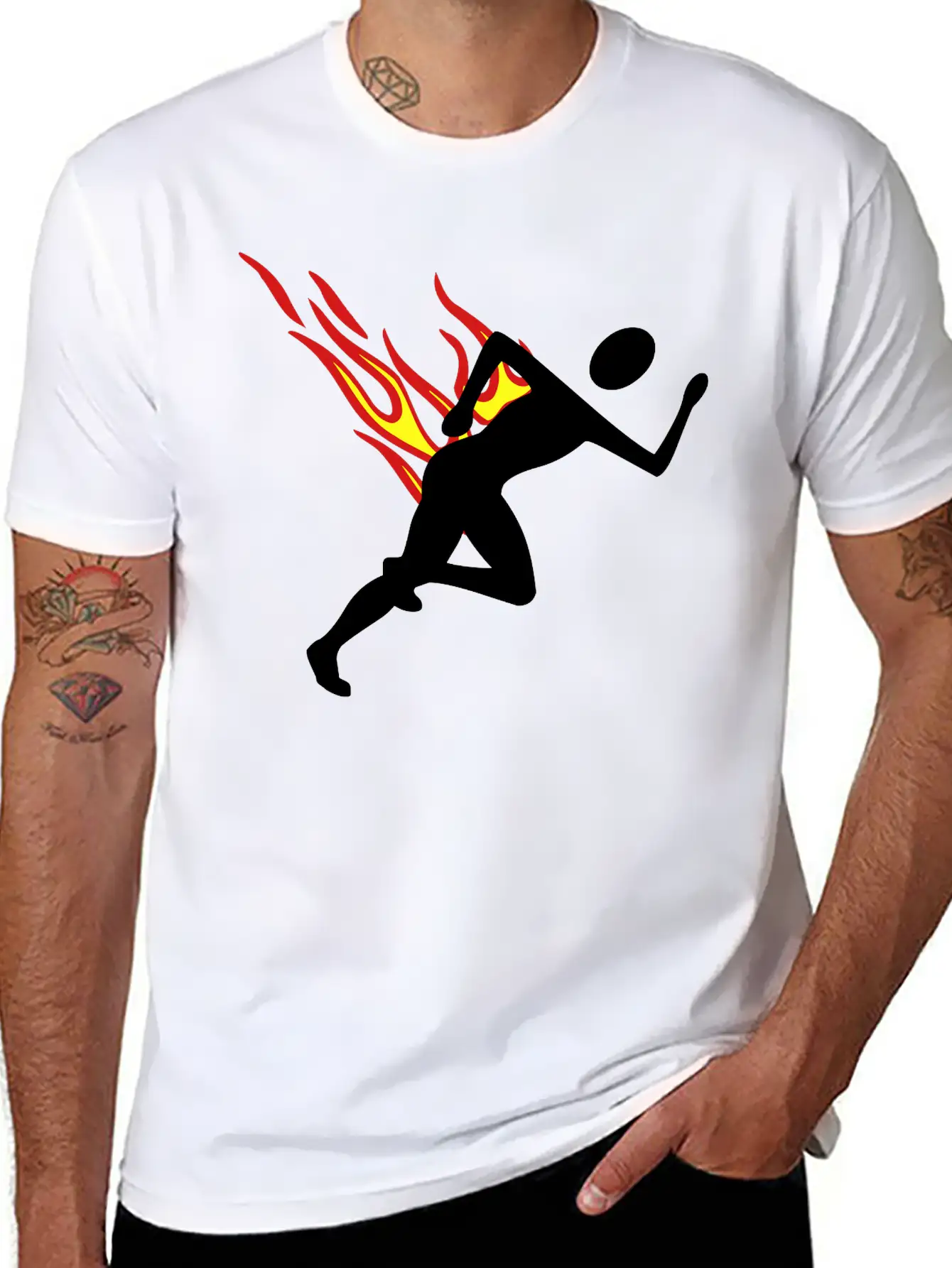 Jogger With Flames Essential Cotton Tee For Daily Outfits – Unisex Style