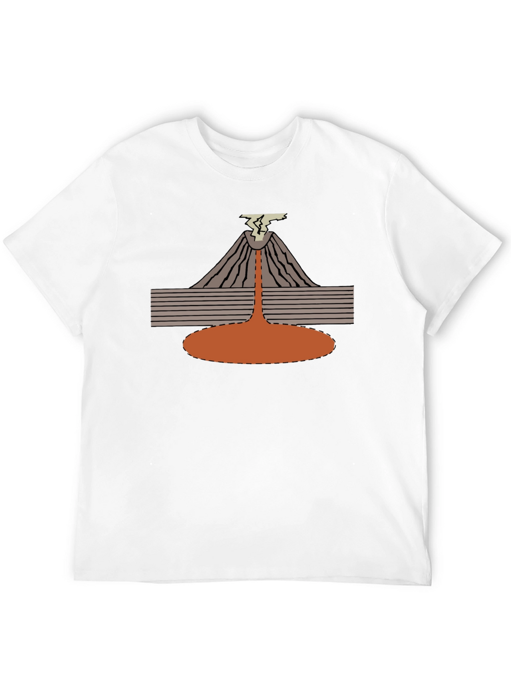 Volcano Eruption Graphic Tee - Black Cotton T-Shirt