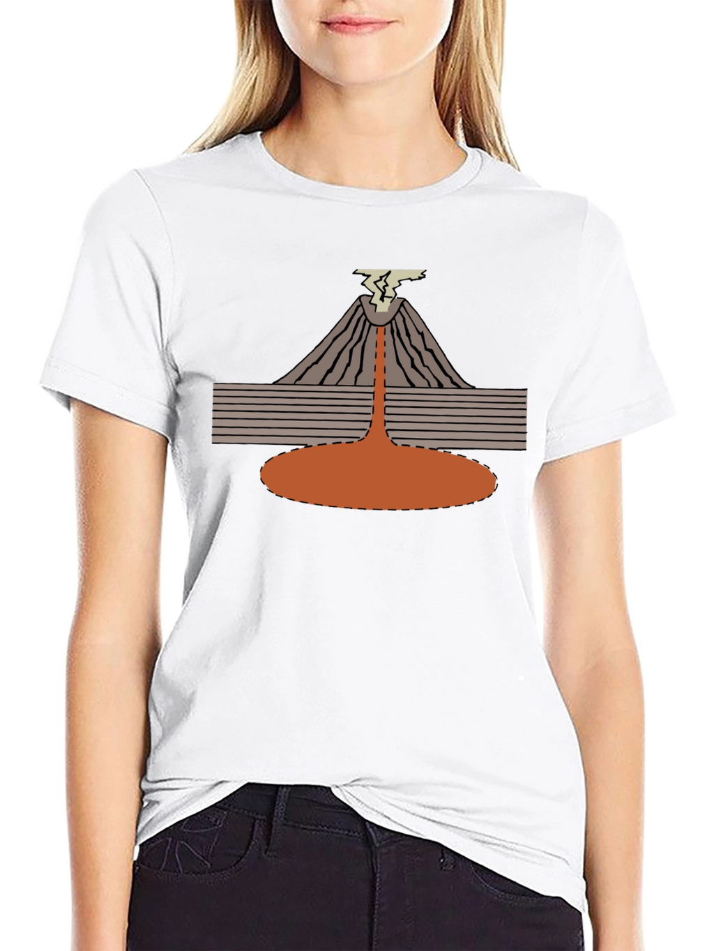 Volcano Eruption Graphic Tee - Black Cotton T-Shirt