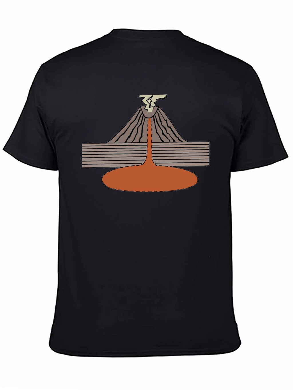 Volcano Eruption Graphic Tee - Black Cotton T-Shirt