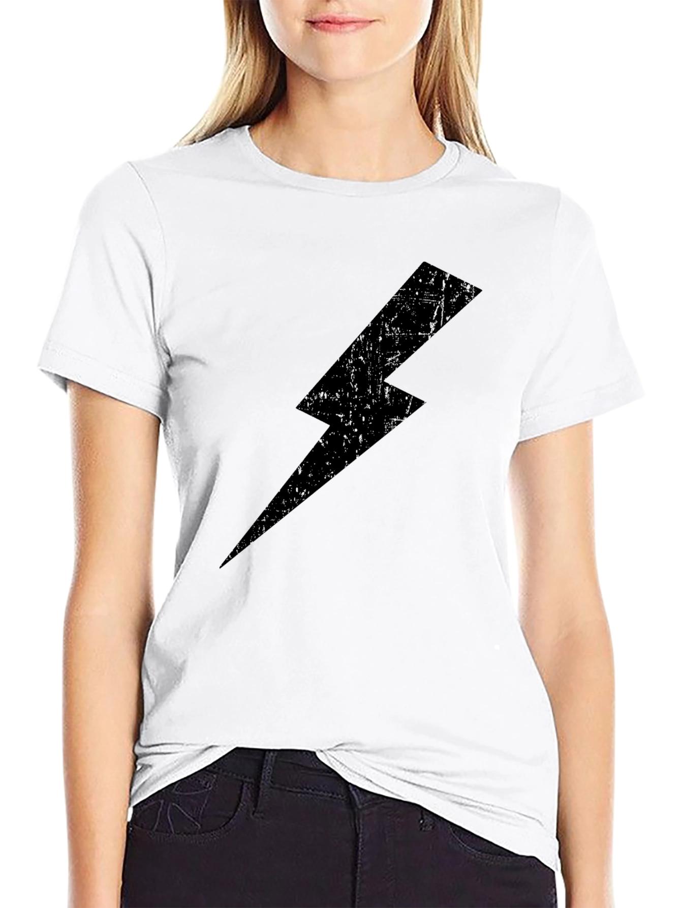 Black Lightning Bolt Graphic Tee - Casual Cotton T-Shirt