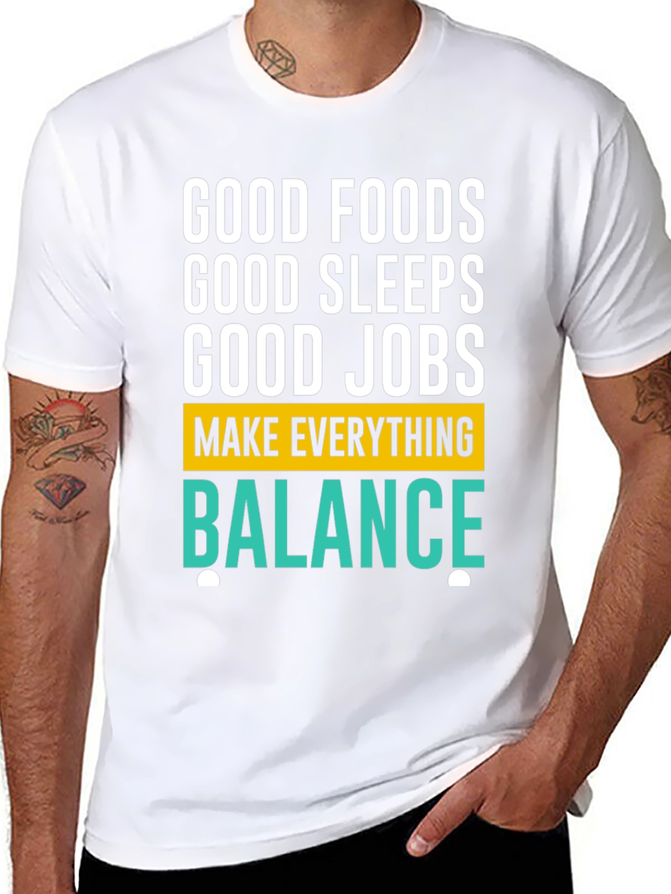 Good Foods Sleeps Jobs T-Shirt - Balance Graphic Tee