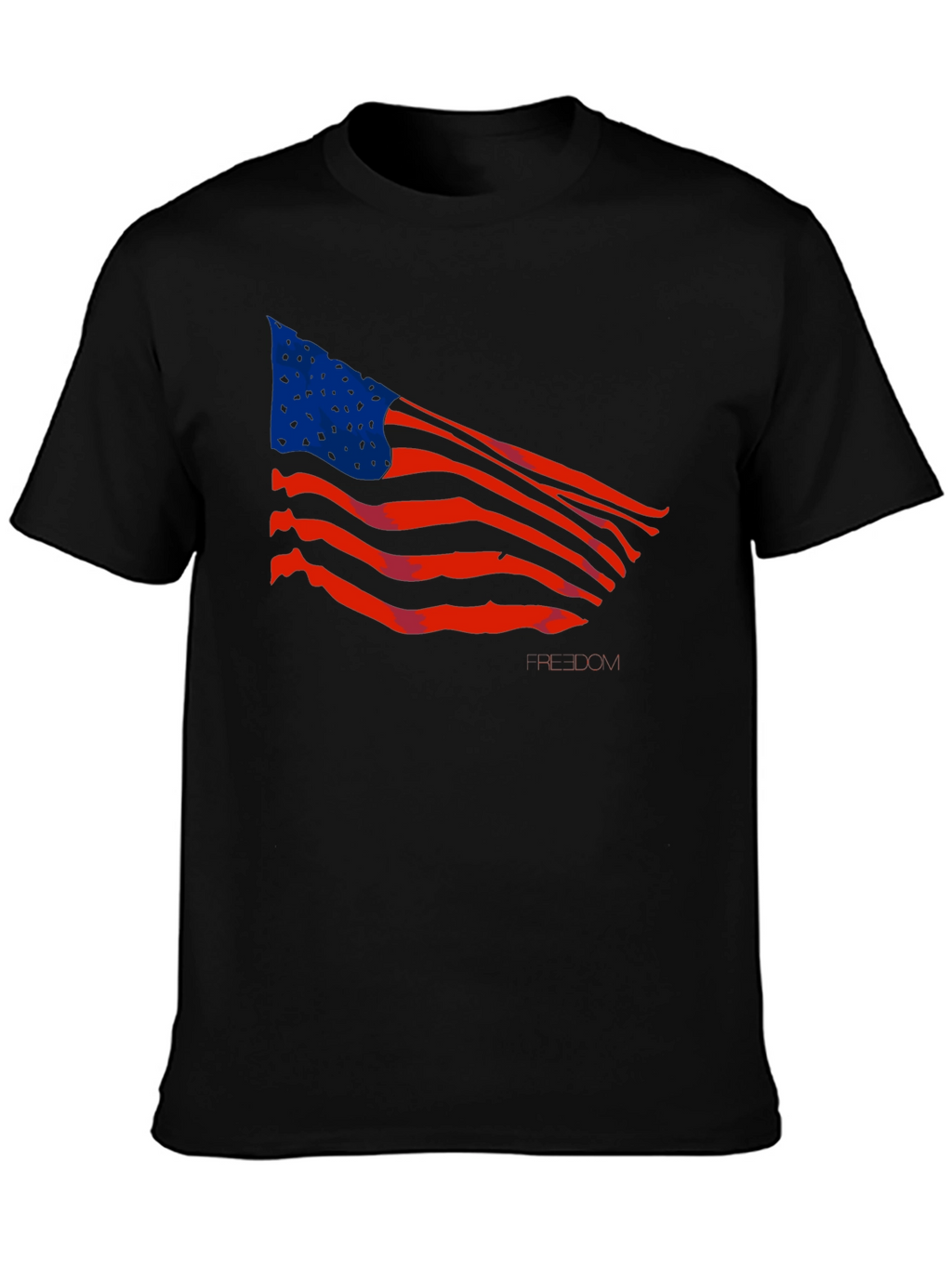 American Flag Graphic Print Black T-Shirt