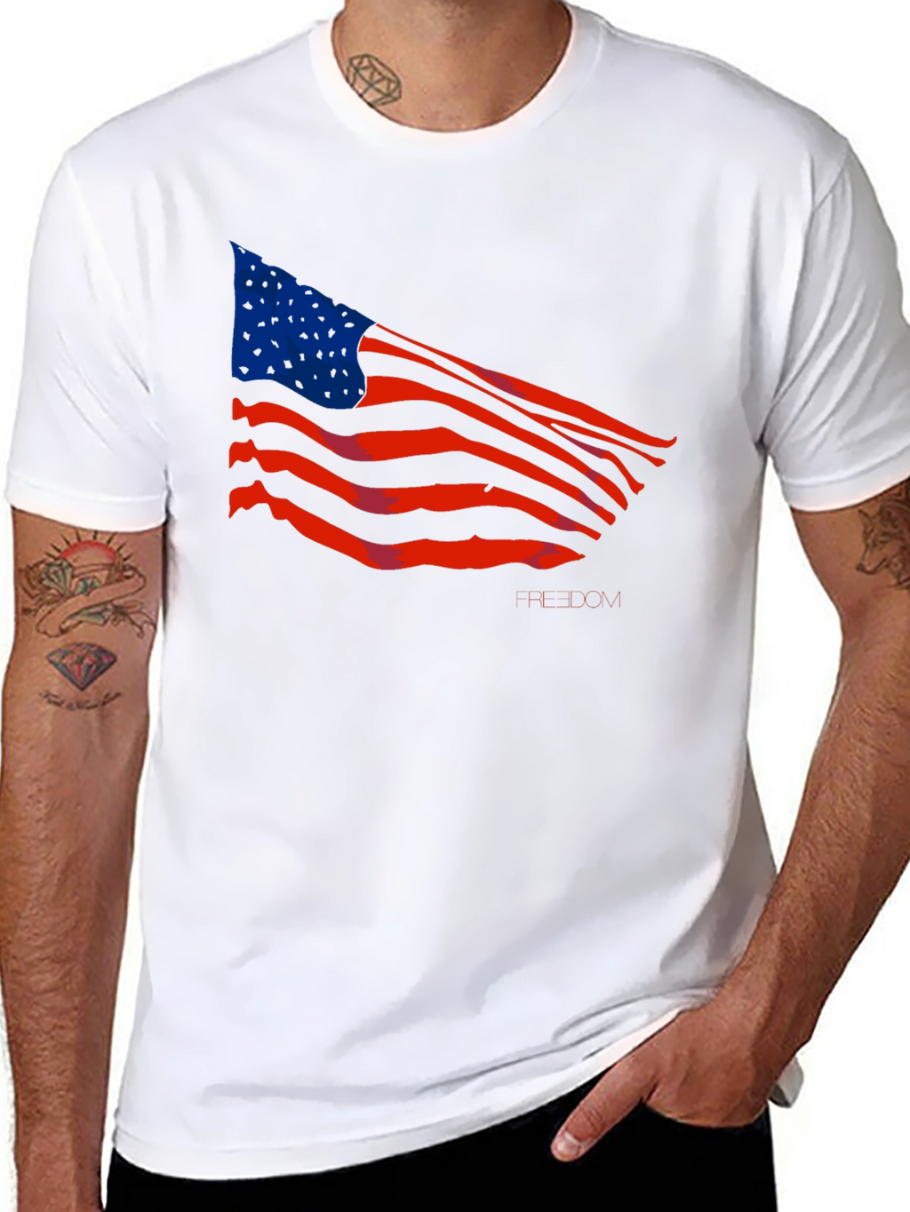 American Flag Graphic Print Black T-Shirt