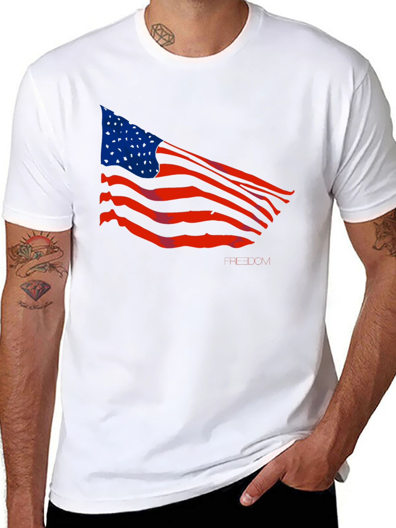 American Flag Graphic Print Black T-Shirt