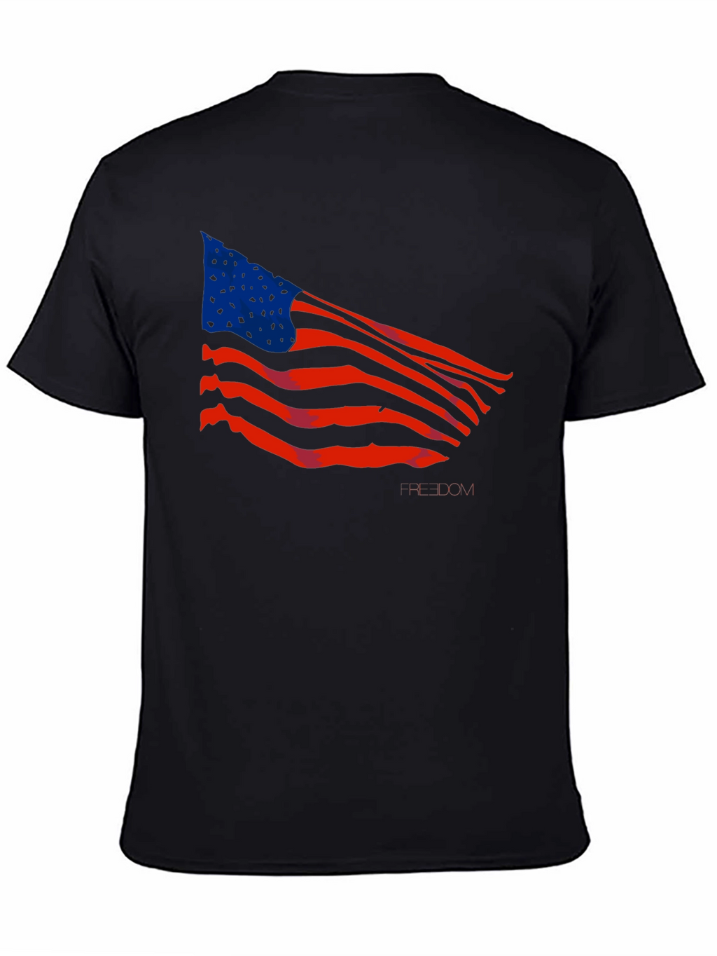 American Flag Graphic Print Black T-Shirt