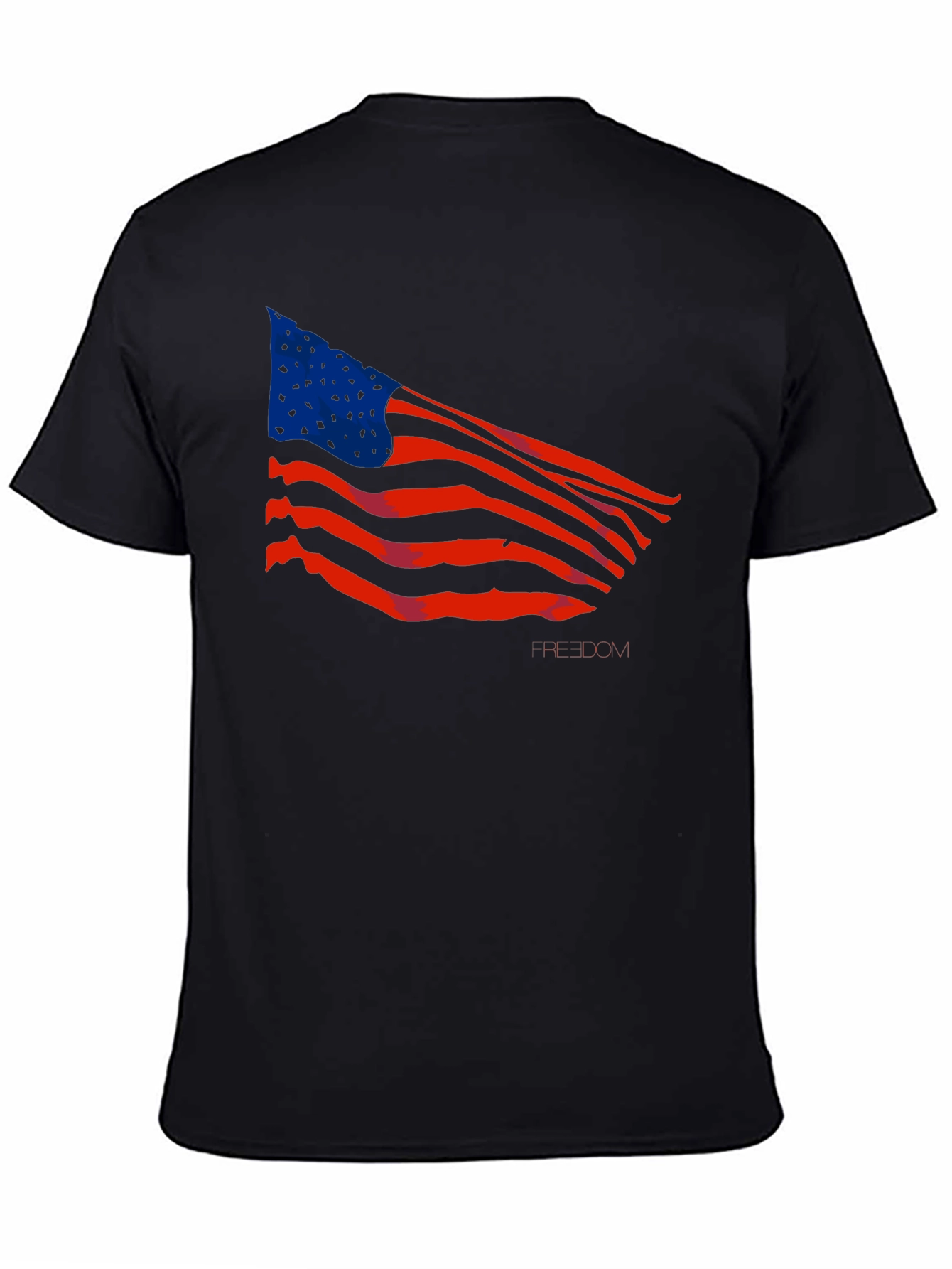 American Flag Graphic Print Black T-Shirt