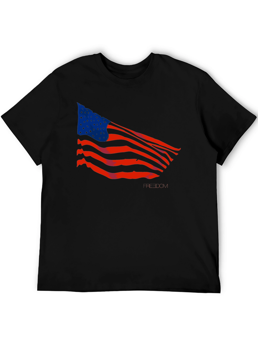 American Flag Graphic Print Black T-Shirt