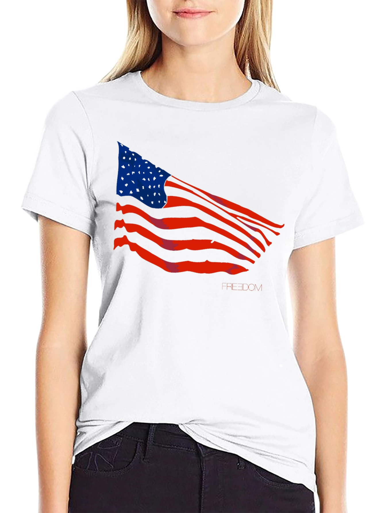 American Flag Graphic Print Black T-Shirt