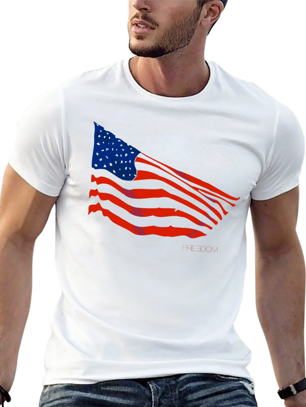 American Flag Graphic Print Black T-Shirt