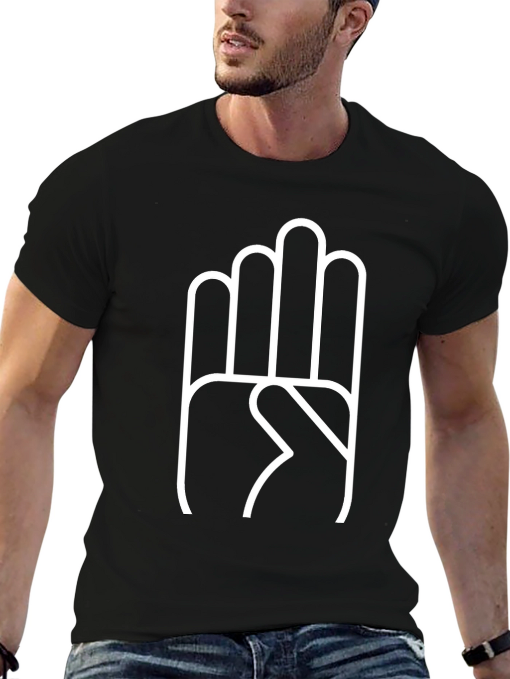 Hand Sign Graphic Black T-Shirt